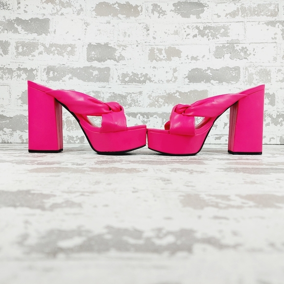 NEW Open Edit Kaia Platform High Chunky Block Heel Slip On Wedge Sandals M304 - Picture 7 of 15